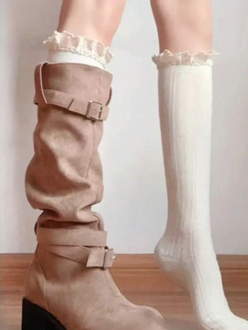 Cozy Crochet Trim Long Boot Socks